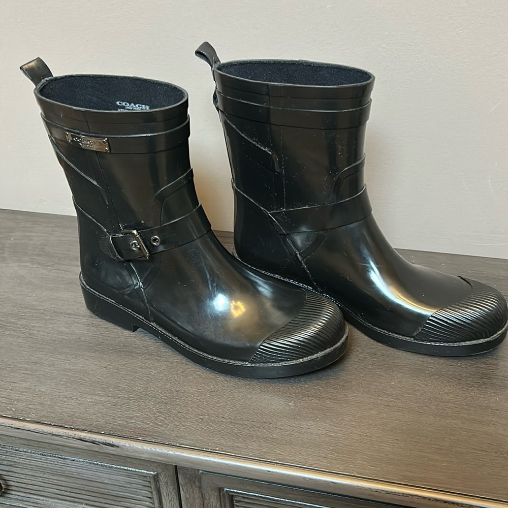 COACH Lester A8805 Black mid-calf rain boots